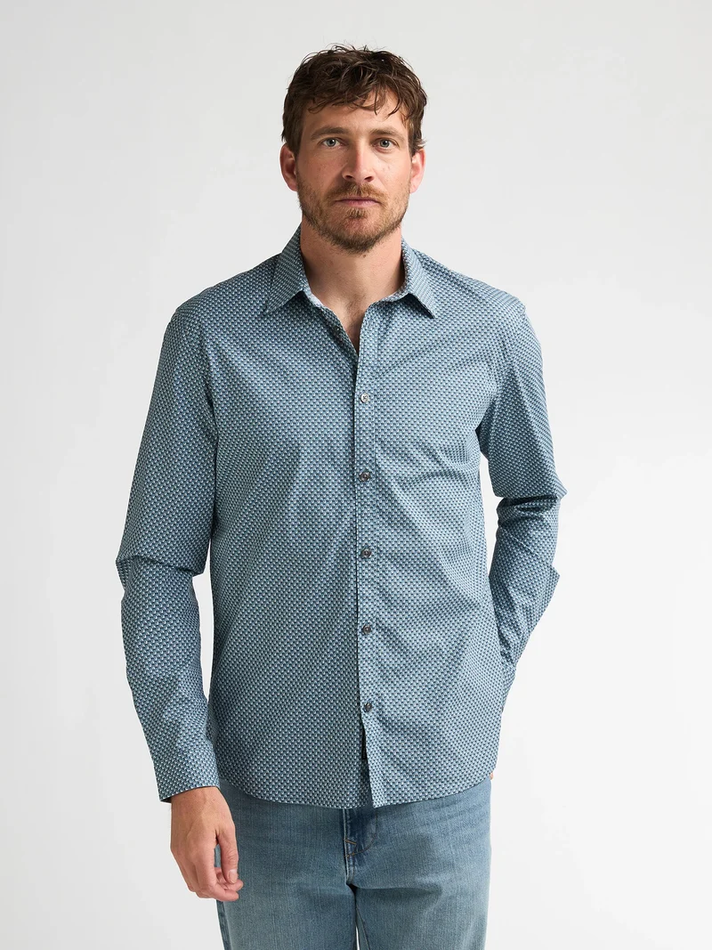 Slim fit overhemd met fijne print millworks