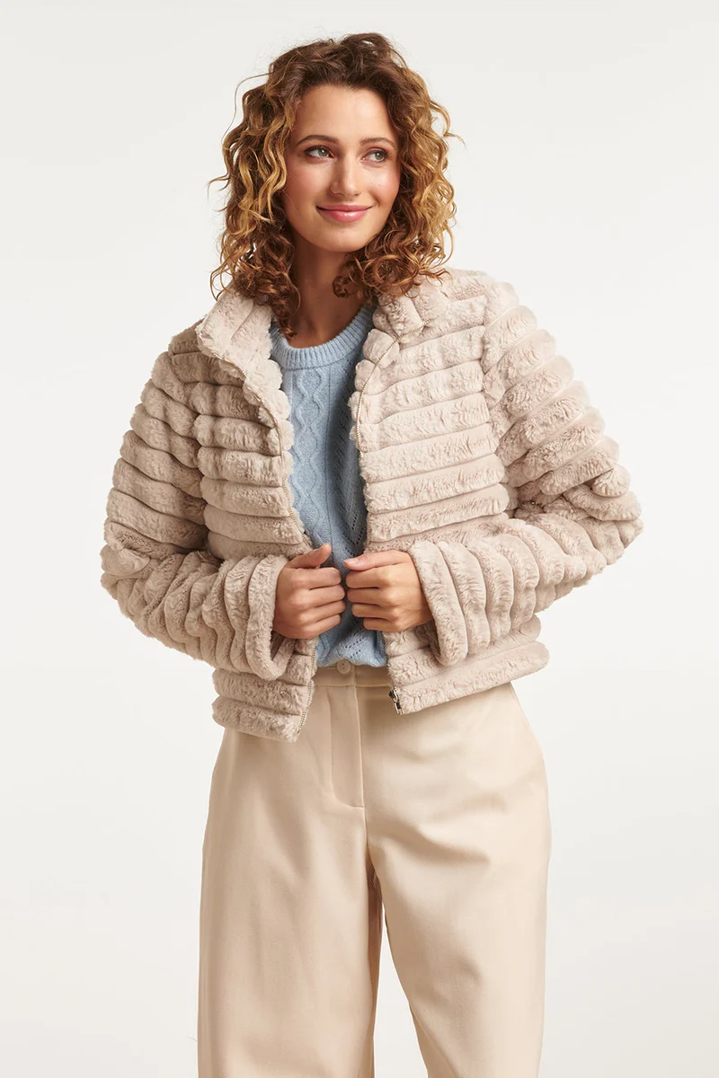 23620 Vest Rib Gebreid Beige Lois | Sand