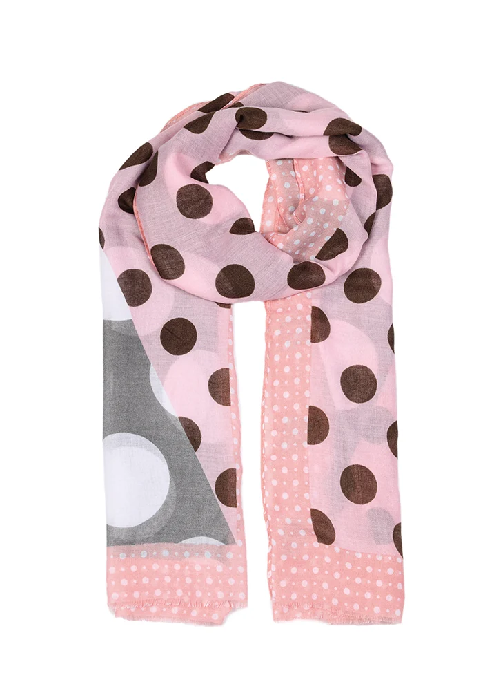Vrouwen Multi-Spot Print Lightwiight Scarf met Border