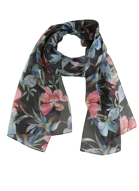 Vrouwen Tropische Bloemen Print Lightgewicht Scarf
