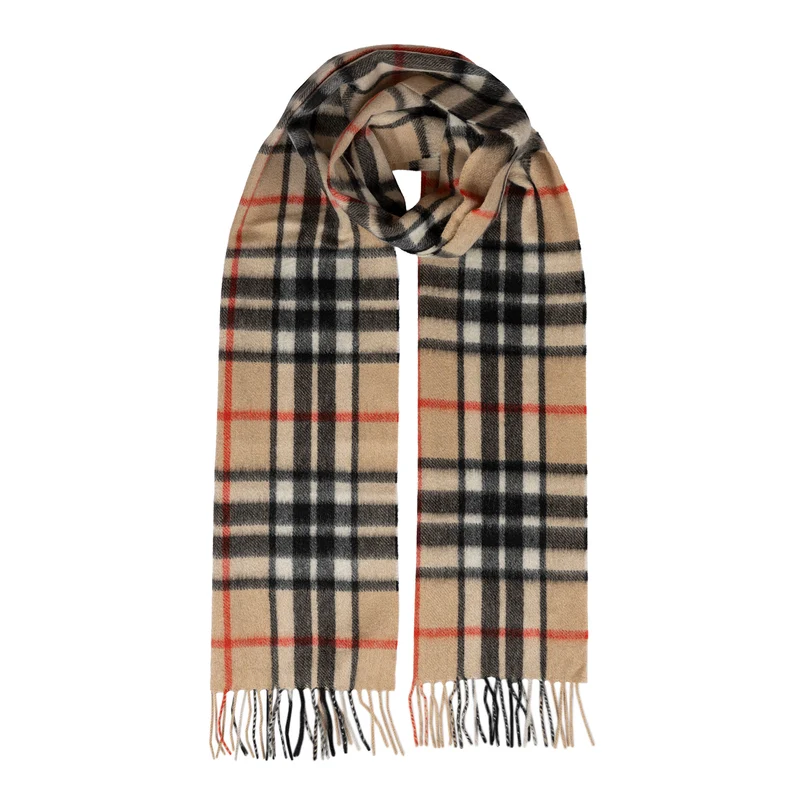 Erfgoed Grote Ruit Cashmere Sjaal met Franje en Cadeaubox