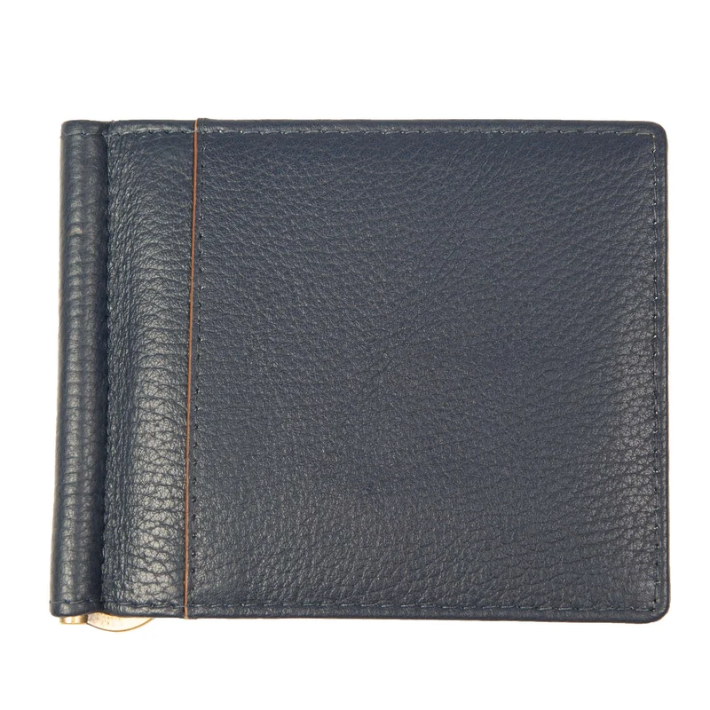 Heren Pebble Grain Leren Bifold Portemonnee met Geldclip en RFID Blokkering