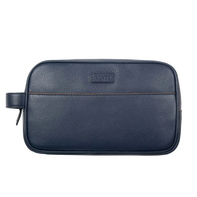 Heren Twee-Zip Pebble Grain Leren Waszak