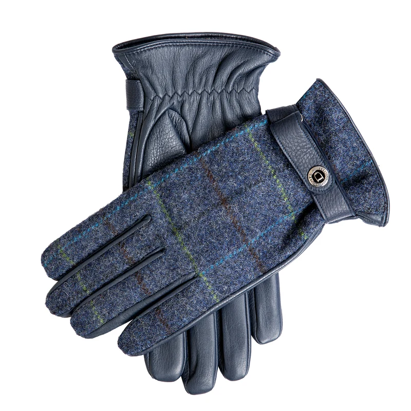 Heritage herenhandschoenen met kasjmiervoering van Abraham Moon van tweed en hertenleer