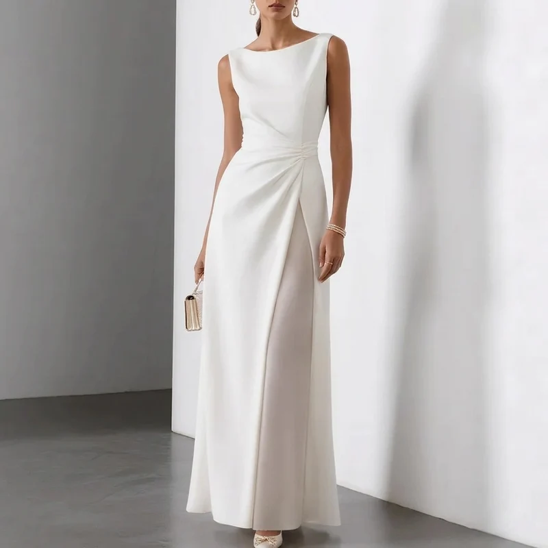 Elegante geplooide maxi-jurk voor dames