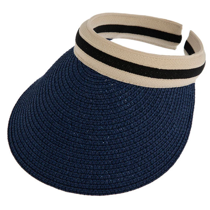 Zonneklep van stro voor dames met lintband