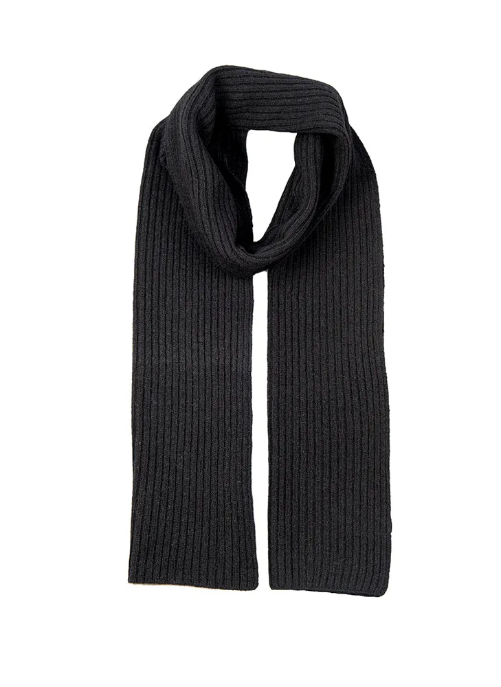 Men's Ribbed Lambswool Blend Knit Scarf