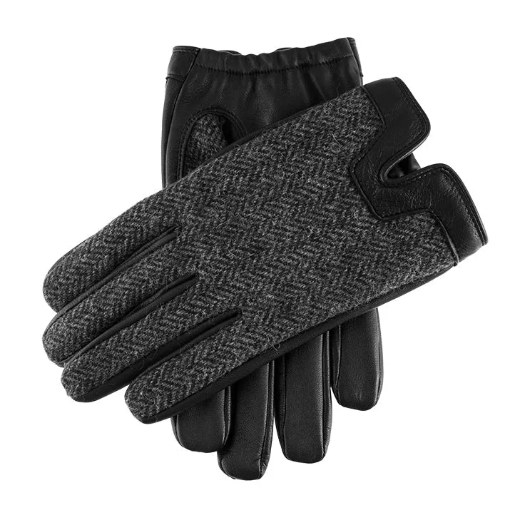 Heritage herenhandschoenen met kasjmiervoering en Abraham Moon visgraat-tweed en leer