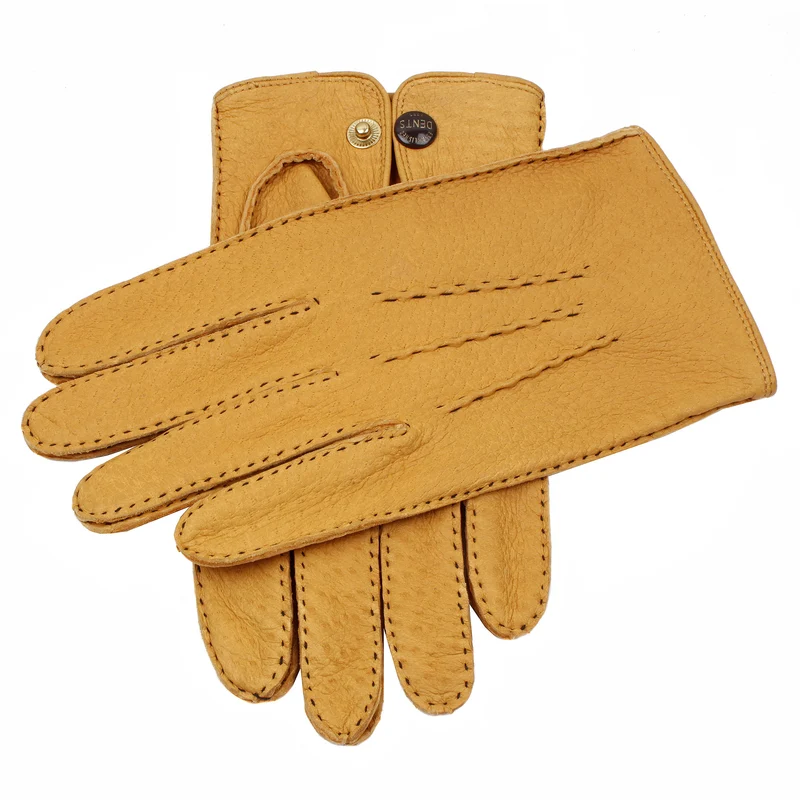 Heritage handgenaaide driepuntshandschoenen van pekari-leer voor heren