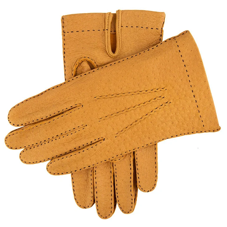 Heritage handgenaaide driepuntshandschoenen van peccary-leer voor heren