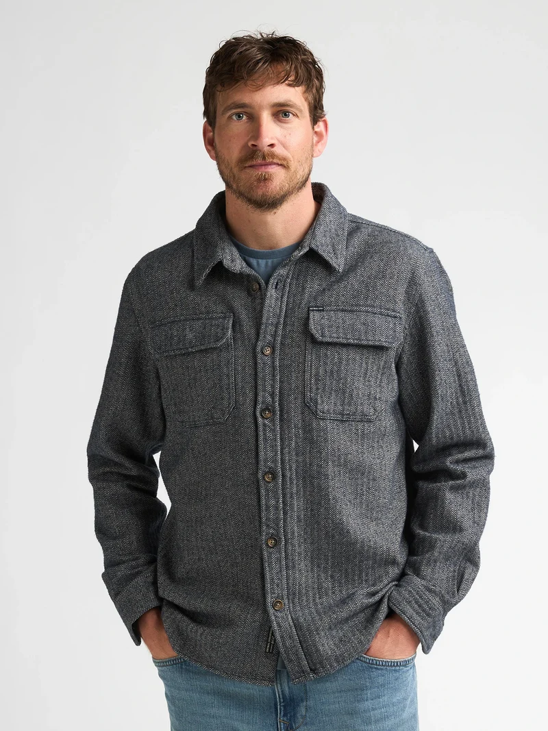 Katoenen overshirt in visgraatpatroon steelline