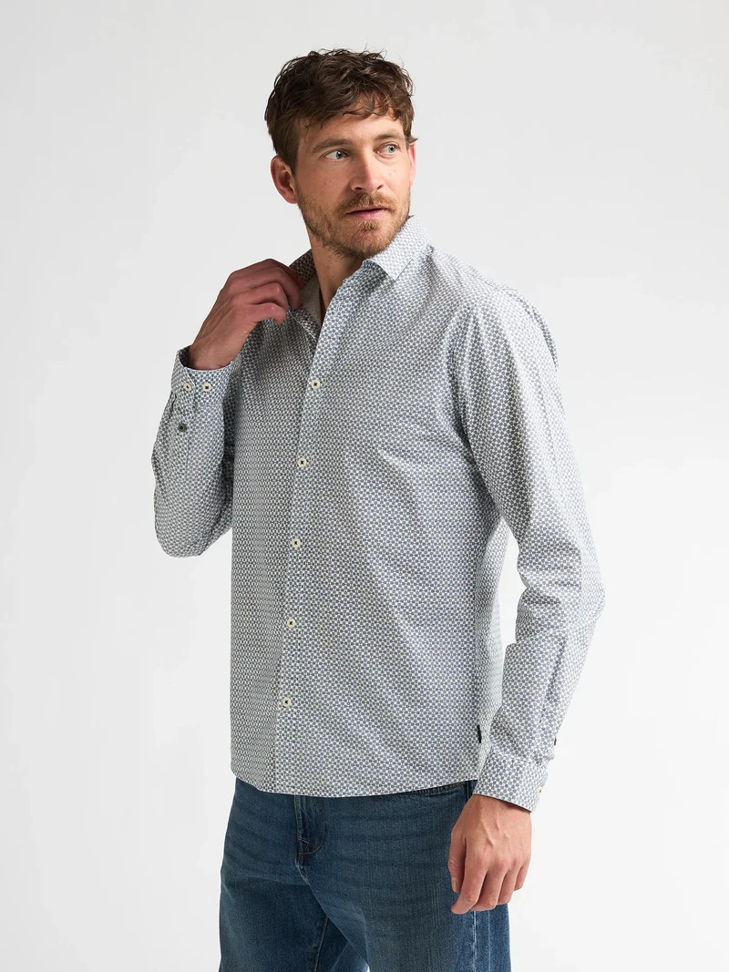 Slim fit overhemd met subtiele print steelworks