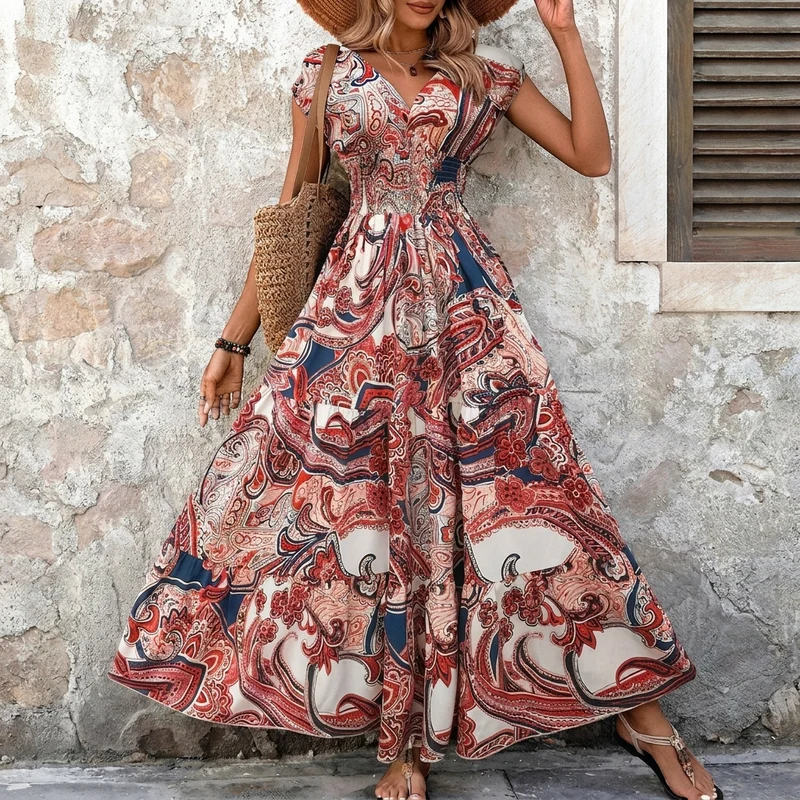 Maxi-zomerjurk voor dames in resortstijl