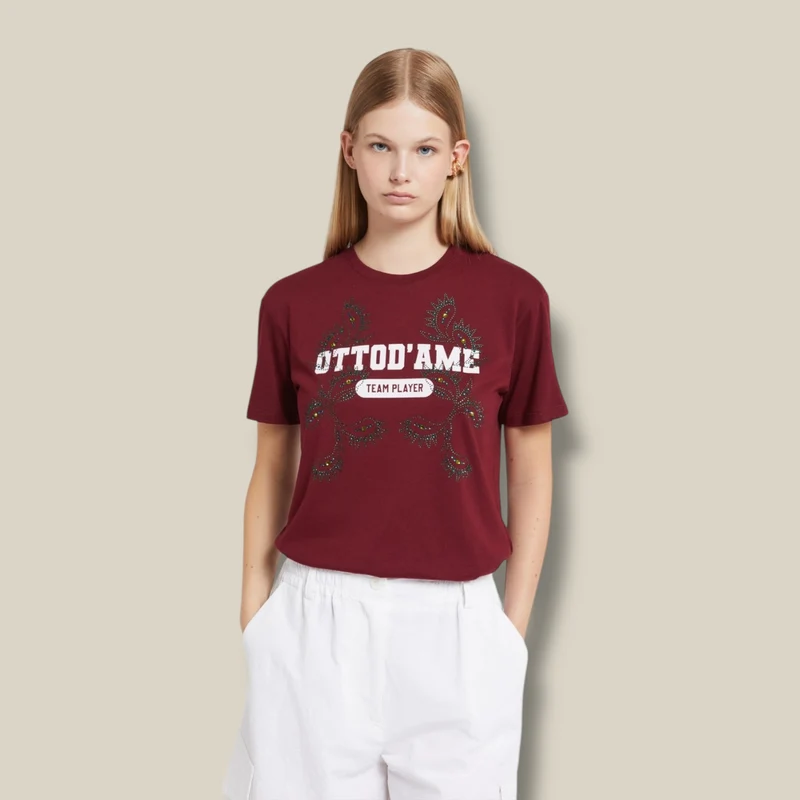 Ottod'Ame - Katoenen T-shirt met strass