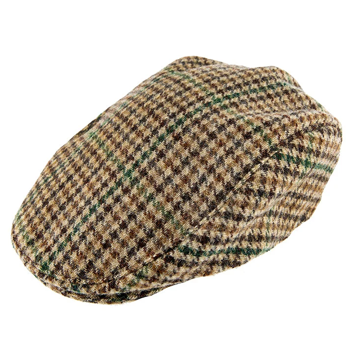 Men is Abraham Moon Dogtooth Controleer Tweed Flat Cap