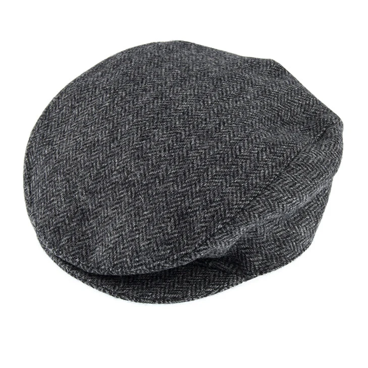 Platte herenpet van Abraham Moon met visgraatmotief en tweed