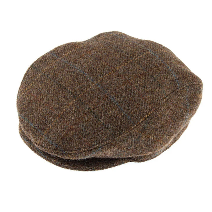 Platte herenpet van Abraham Moon Check Tweed