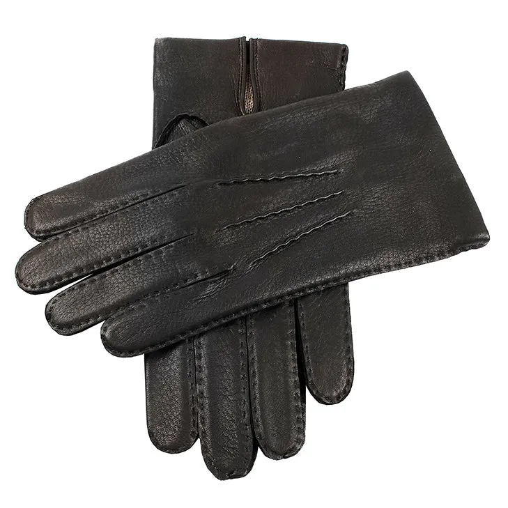 Heren Handgenaaide Drie-Punt Cashmere-Voering Hertenleer Handschoenen