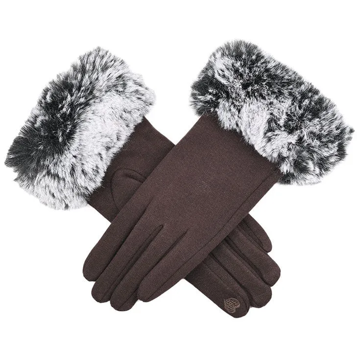 Vrouwen Touchscreen Thermal Gloves met Faux Fur Cuffs