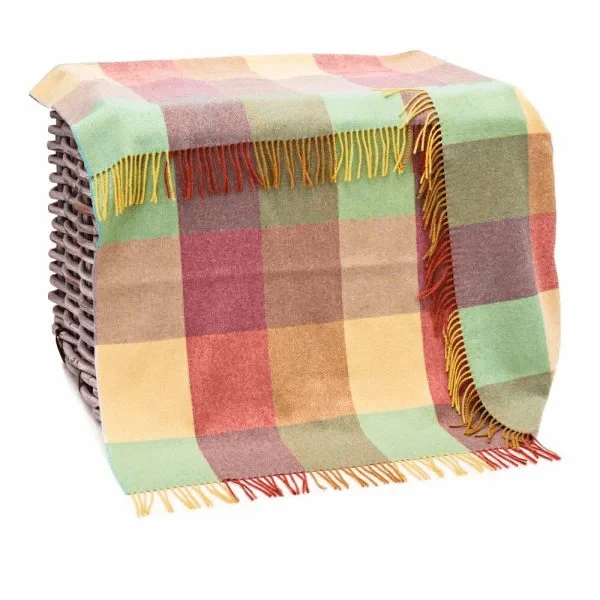 Wollen Plaid | Green Pink Geblokt