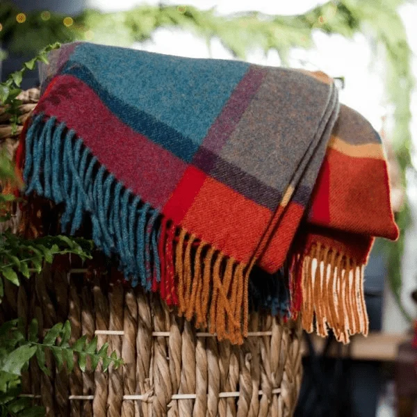 Wollen Plaid | Petrol Rust Geruit