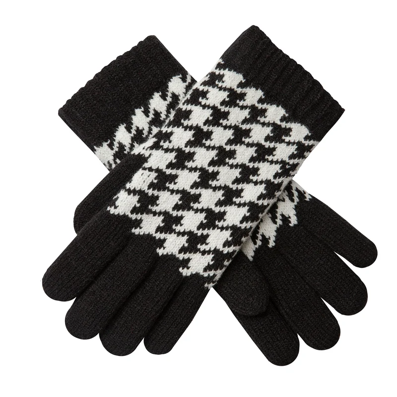Jacquard gebreide dameshandschoenen met dogtooth-patroon