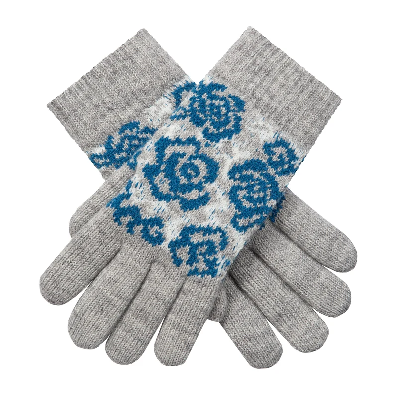 Jacquard gebreide dameshandschoenen met rozenpatroon