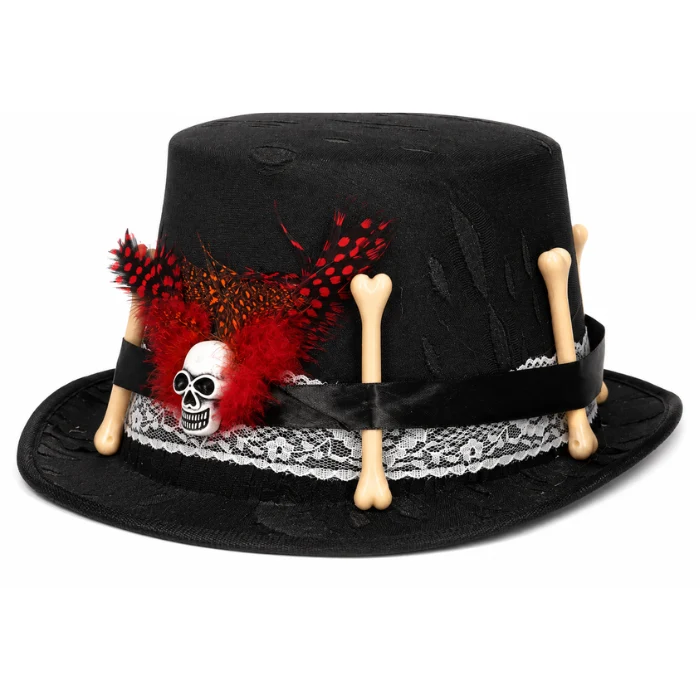 Hoed Halloween met botten en doodshoofd