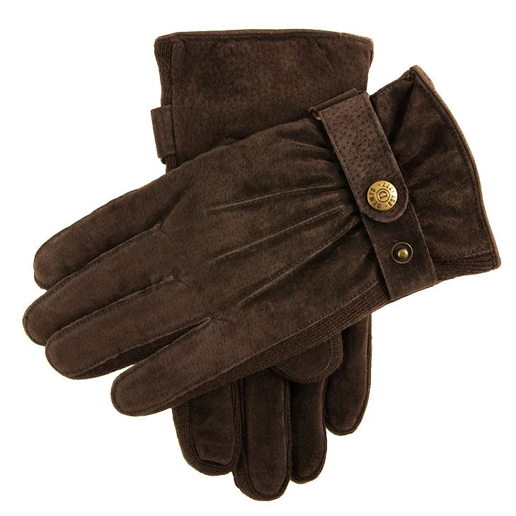 Driepunts-handschoenen van fleece gevoerd suède voor heren