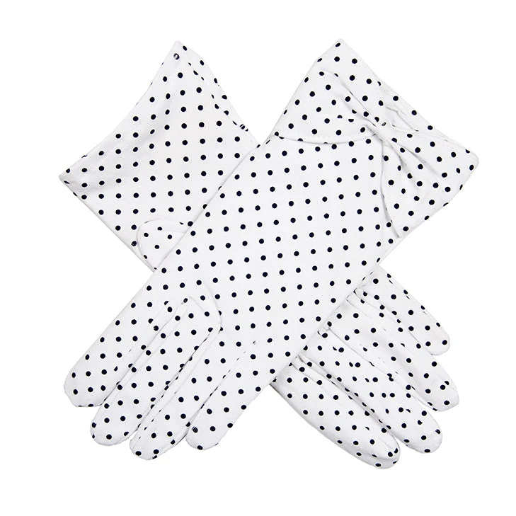 Vrouwen Spotted Cotton Gloves met Cuff Bow