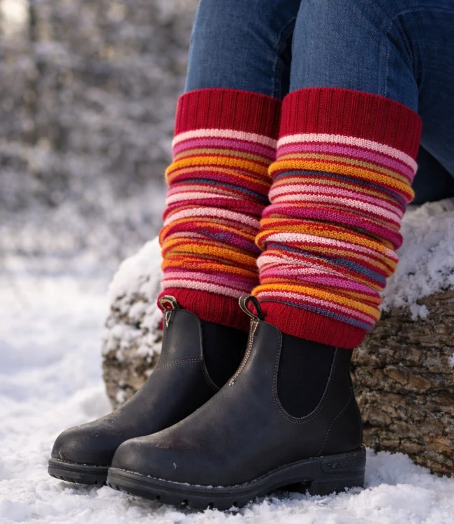 HIRSCH NATUR lange wollen beenwarmers REGENBOOG ROOD 115E 31
