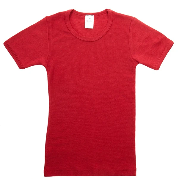HOCOSA shirt korte mouw biologische wol zijde kind ROOD