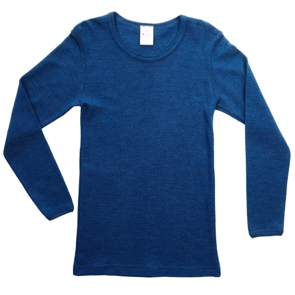 HOCOSA longsleeve biologische wol zijde kind BLAUW