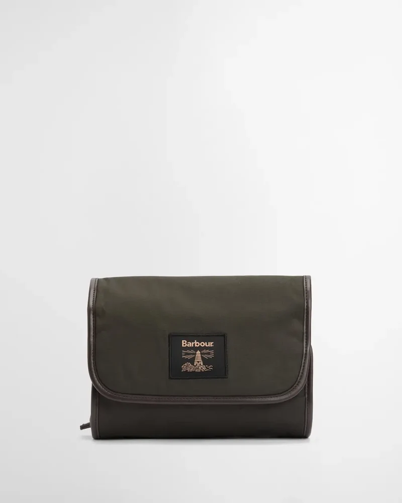 Barbour Wax Hanging Washbag, olive