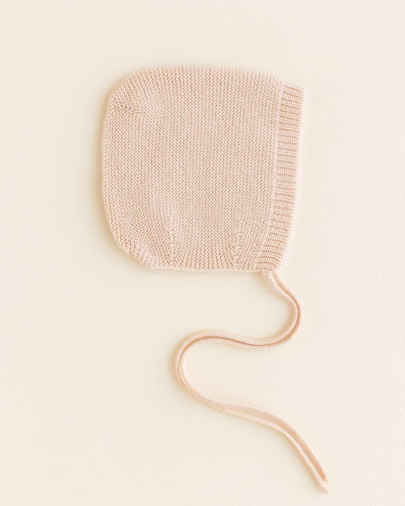 Hvid - Wollen newborn bonnet Oat