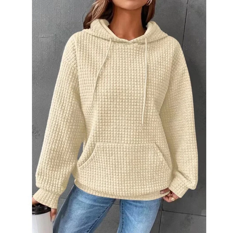 Women's Soft Cozy Waffle Knit Hoodie Sweater for Layering