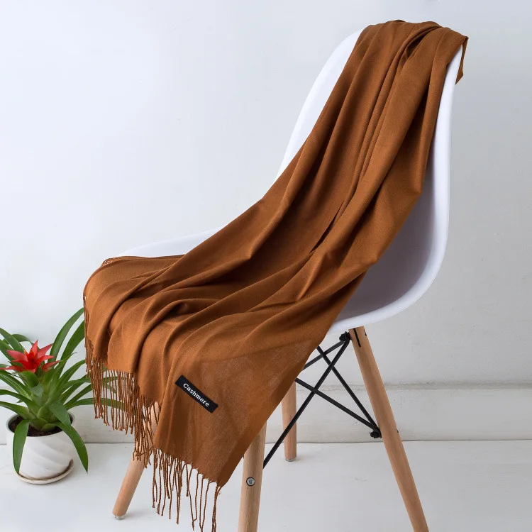 Women's Warm Cozy Cashmere Scarf with Long Fringe for Winter
