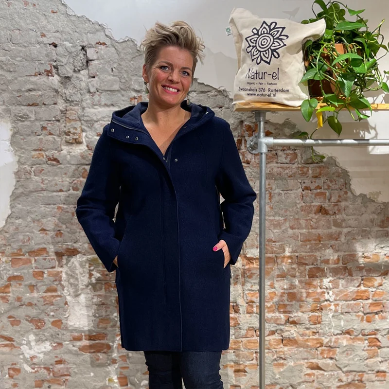 LANGERCHEN wollen parka jas RISANA NAVY