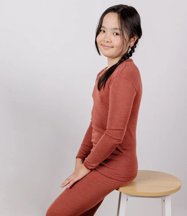 ENGEL wol zijde longsleeve voor kind EFFEN biologische wol KOPER