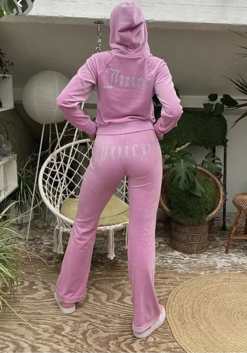 Women's Y2K Hooded Two-Piece Jogging Set for Fall and Winter