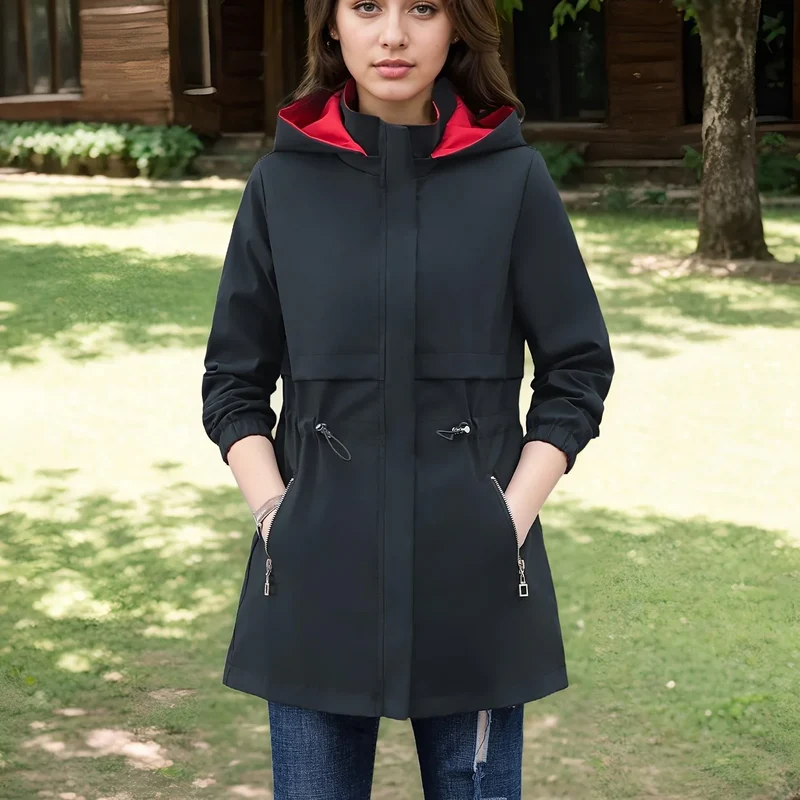 Dames jas | Reversible jas met capuchon en rits casual model