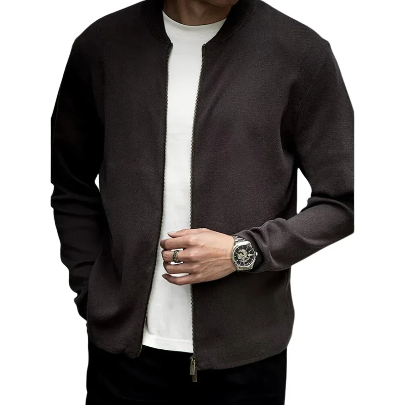 Heren zip sweater | Basic trui met rits in zwart