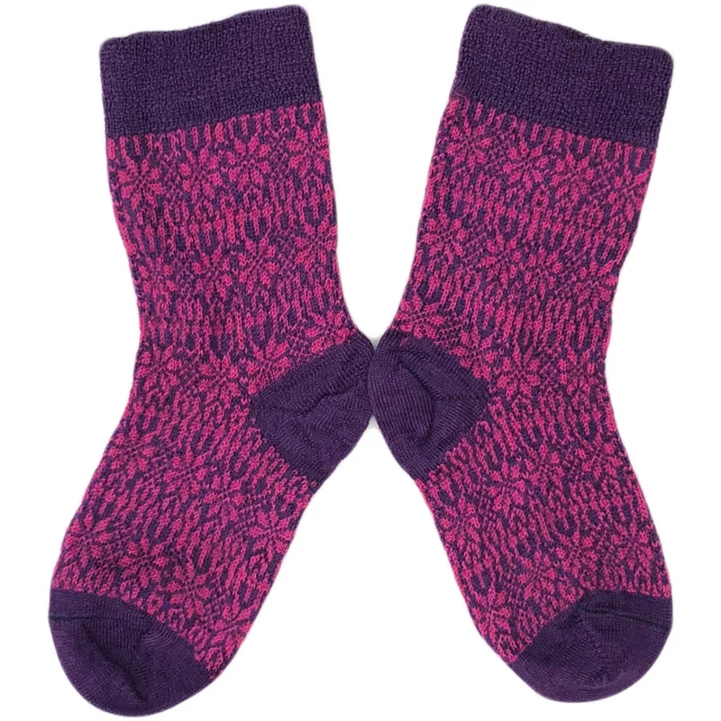 Dunne wollen sokken baby Noors 056-125 paars pink