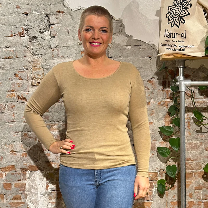HOCOSA longsleeve wol zijde dames BRUIN