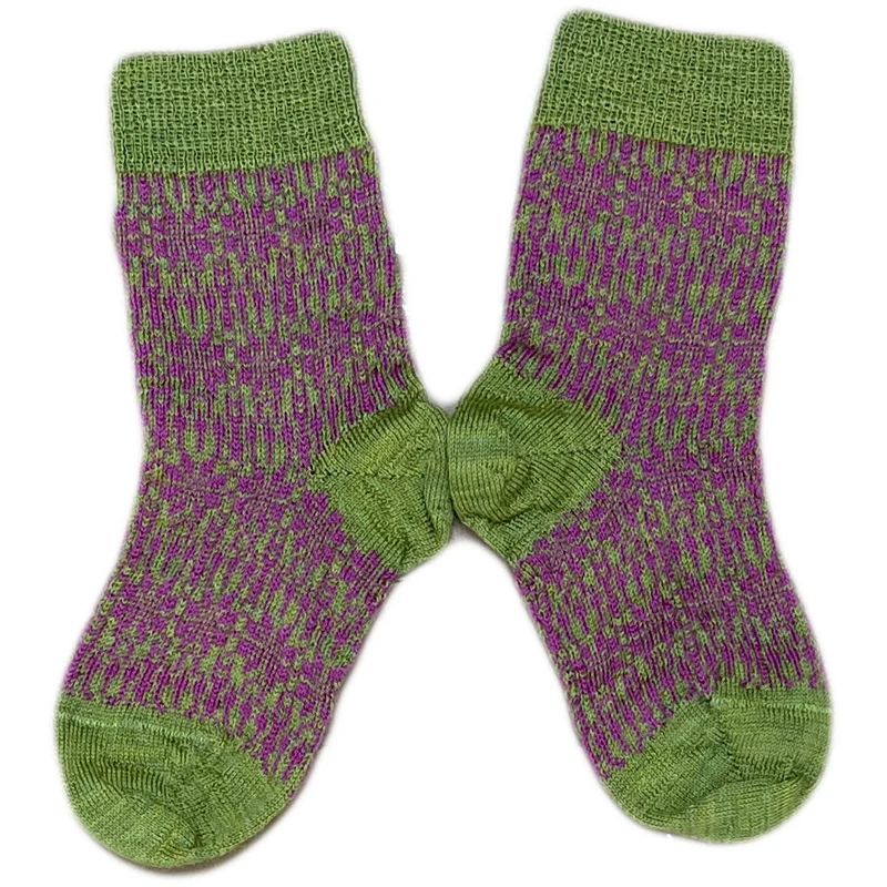 HIRSCH dunne wollen sokken baby Noors 056 43 groen pink