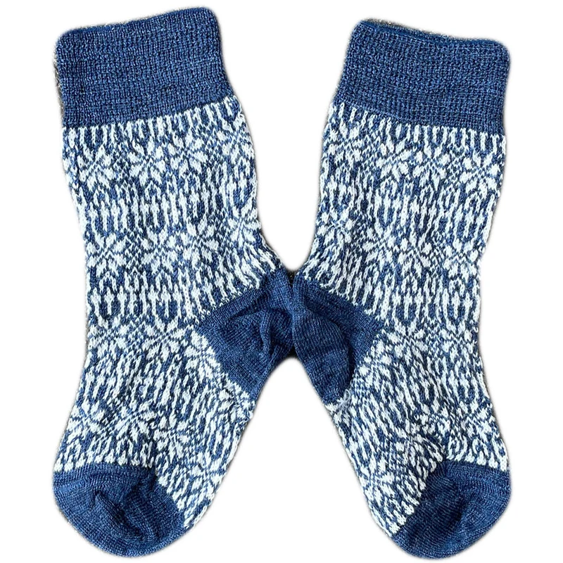 HIRSCH dunne wollen sokken baby Noors 056 80 jeans wit