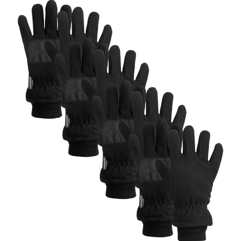Fleece thermo handschoenen - Heren - Zwart - 4-Paar - Voordeel