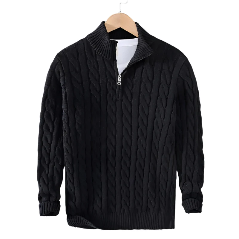 CableEase Sweater | Quarter‑zip katoenen kabeltrui