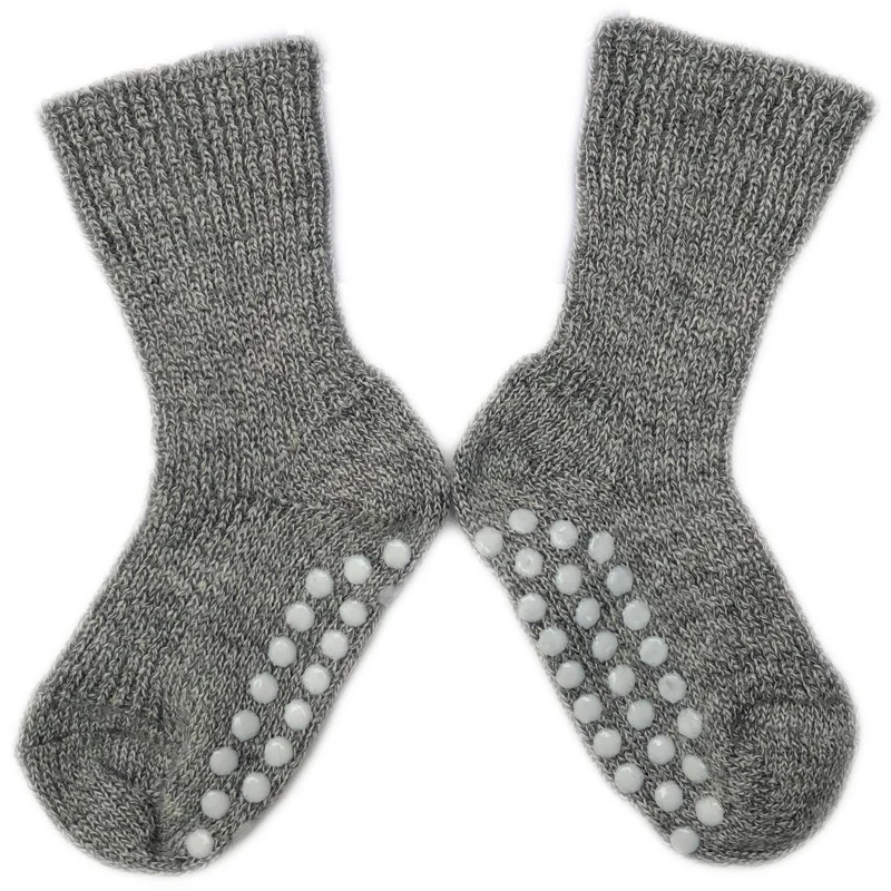 Hirsch Natur wollen ANTISLIP sokken kind effen GRIJS 782 48