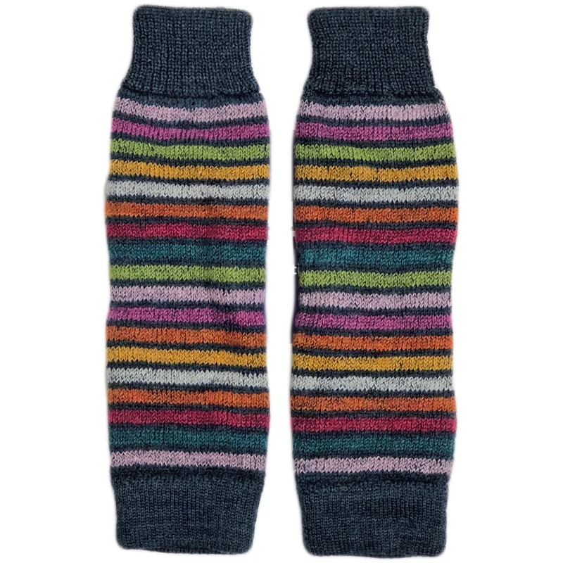HIRSCH wollen kruiphulp beenwarmers voor baby's REGENBOOG blauw 114 09